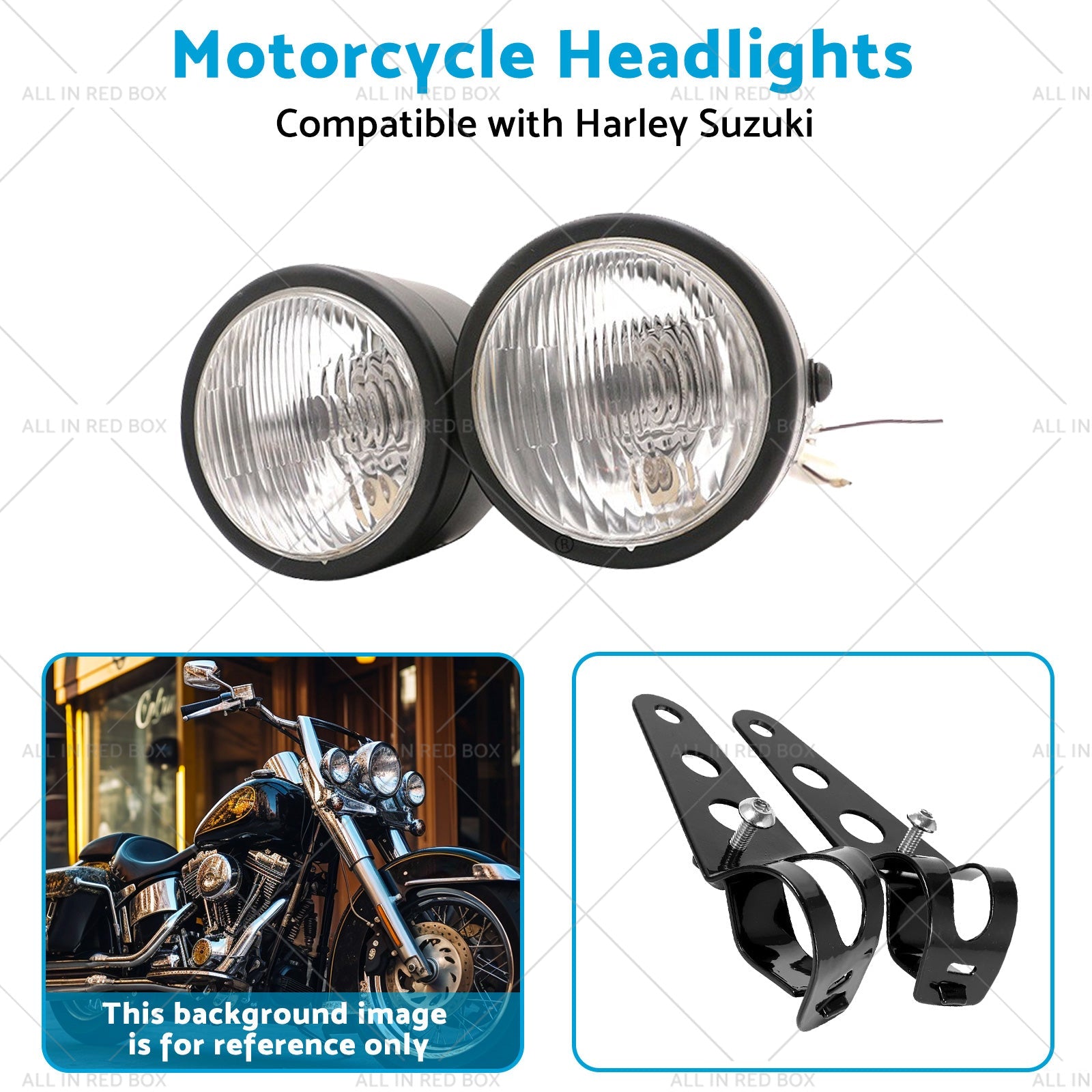 Twin Universal Black Headlight Motorcycle Double Dual Lamp Mount Street Fighter-3