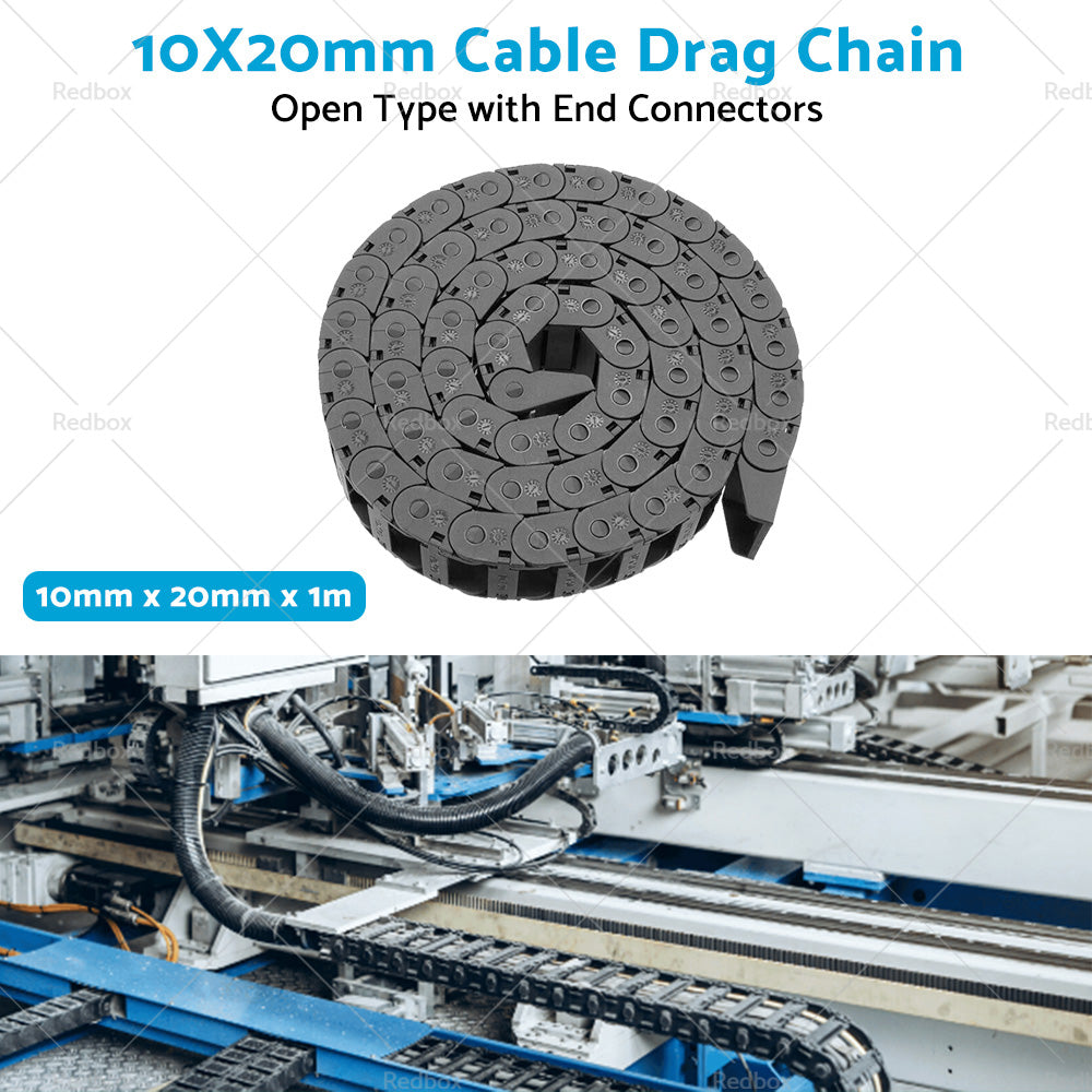10mmX20mm 1Meter Drag Chain Cable Carrier Open Type with End Connectors Plastic-3