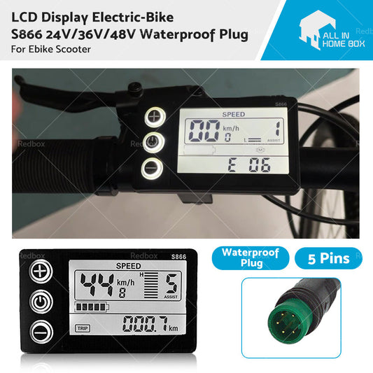 LCD Display Electric-Bike S866 24V or 36V or 48V Waterproof Plug Fit For Ebike Scooter-0