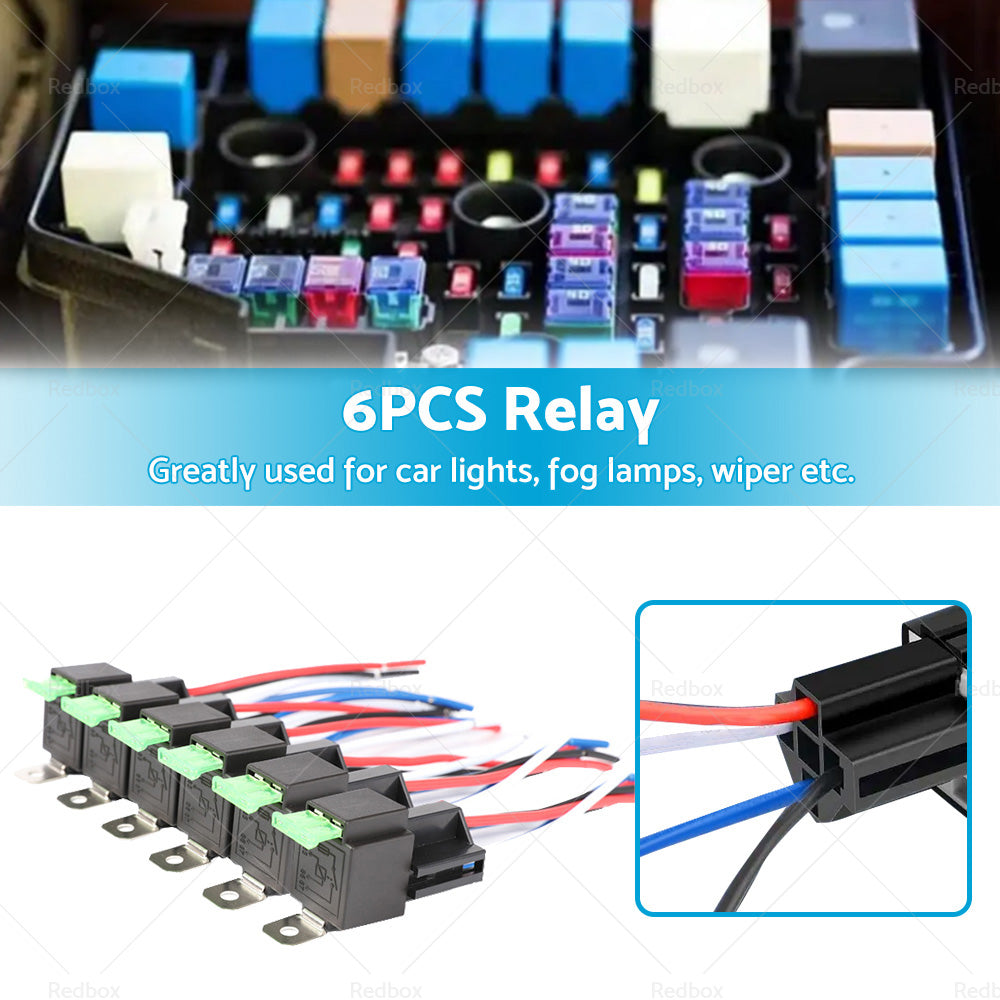 6PCS 12V Relay 4 PIN Automotive 30AMP 30A Normally Open Contact Fused  30A Fuse-2
