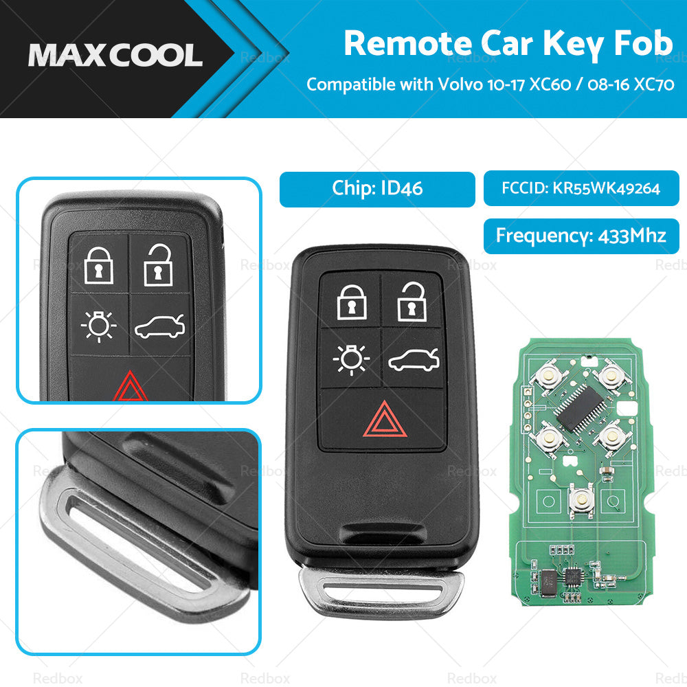 Remote Car Key Fob Entry KR55WK49264 Suitable For Volvo 10-17 XC60   08-16 XC70-0