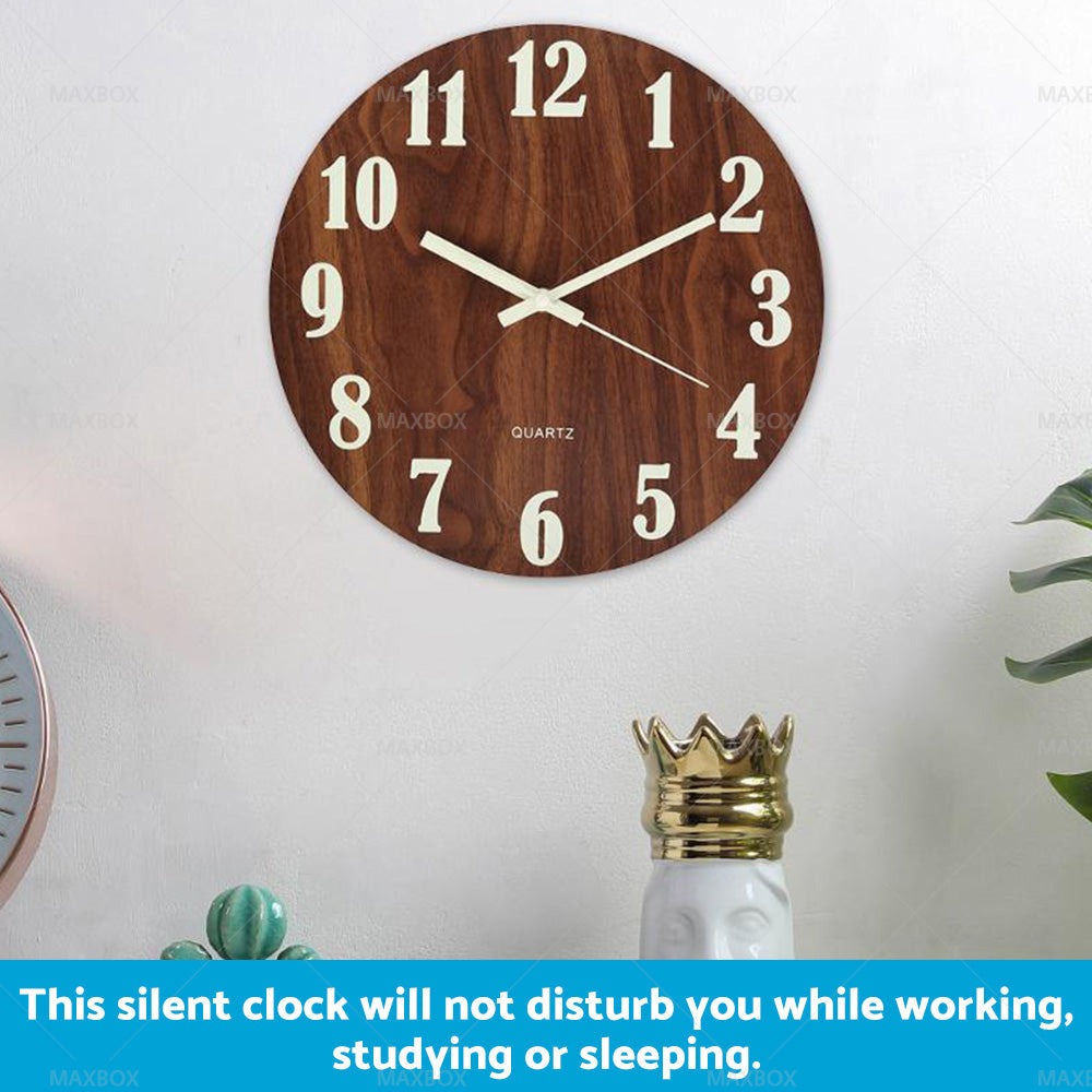 12'' Luminous Wall Clock Glow In The Dark Silent Quartz Indoor Home Modern Clock-2
