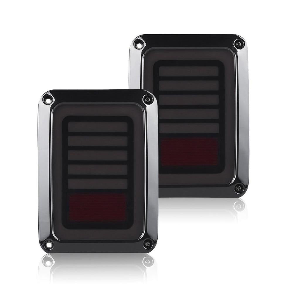 Smoked Black LED Tail Lights Rear Lamp Fits for Jeep Wrangler JK 2007-2017-0