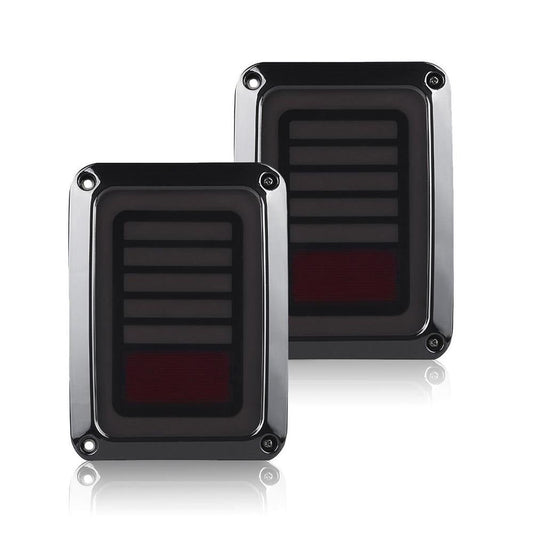 Smoked Black LED Tail Lights Rear Lamp Fits for Jeep Wrangler JK 2007-2017-0
