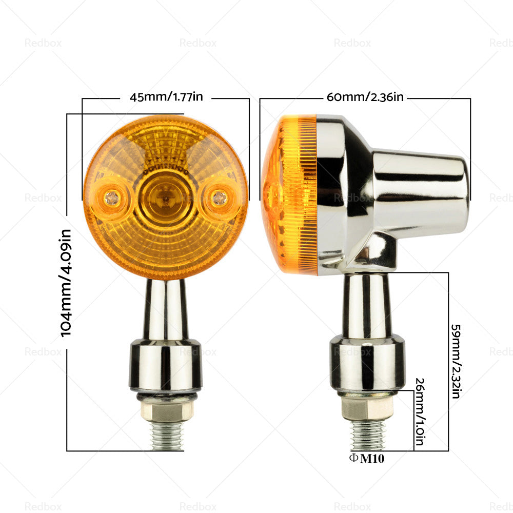4x Chrome Motorcycle Turn Signal Lights Amber Indicators Blinker Universal Bulb-3