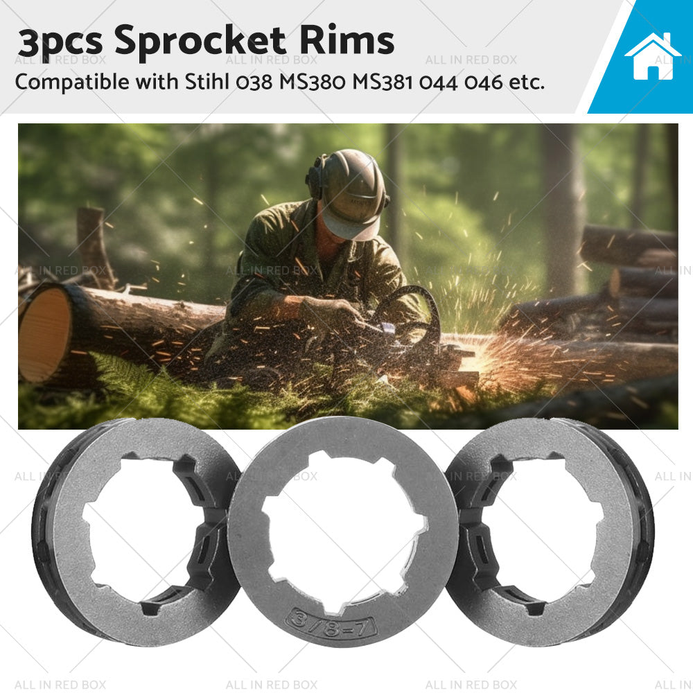 3PCS 3 8inch 7T Sprocket Rim Suitable for STIHL 044 046 066 MS440 MS441 MS460 MS660-0