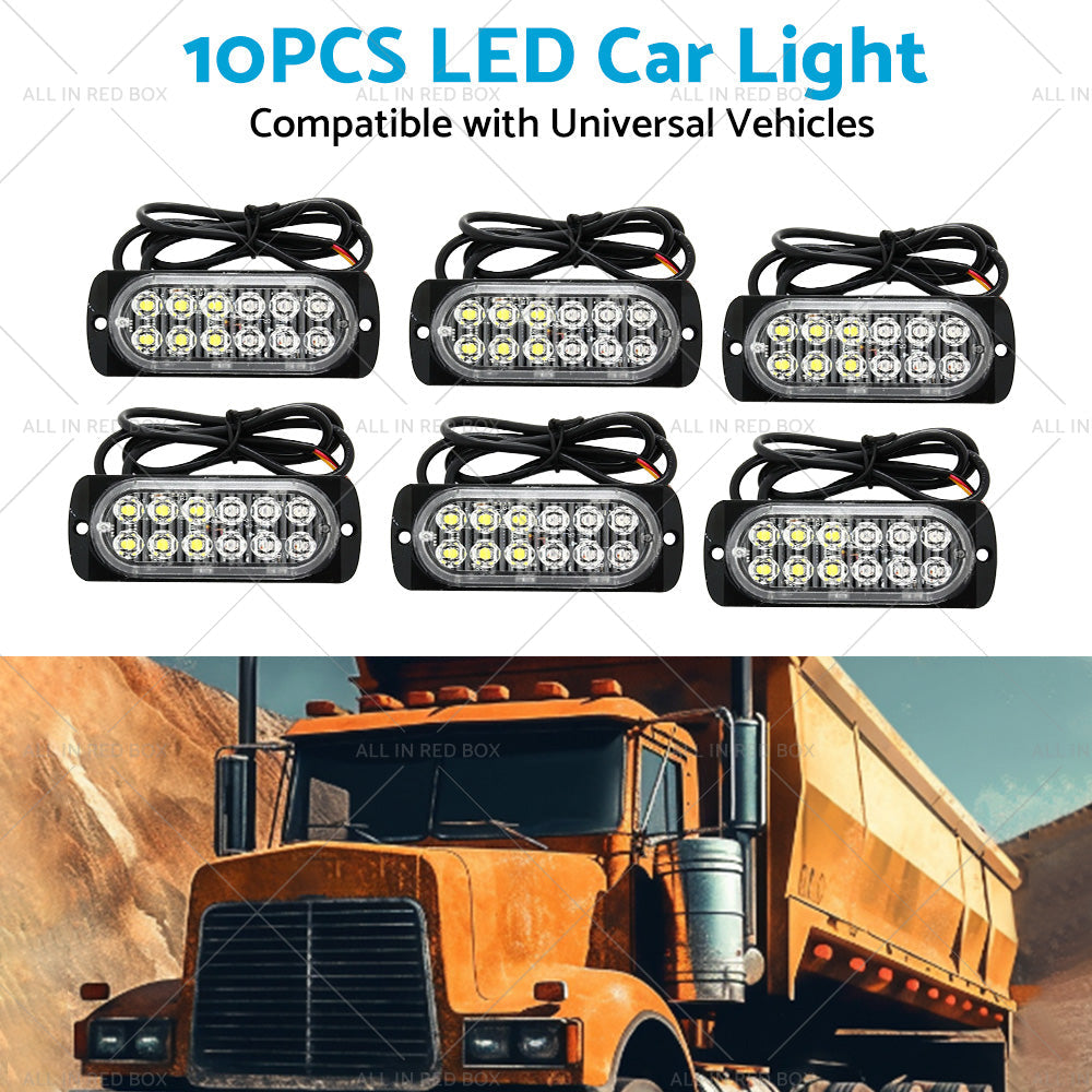 10x Amber  White LED Car Emergency Beacon Warning Hazard Flashing Strobe Light-3