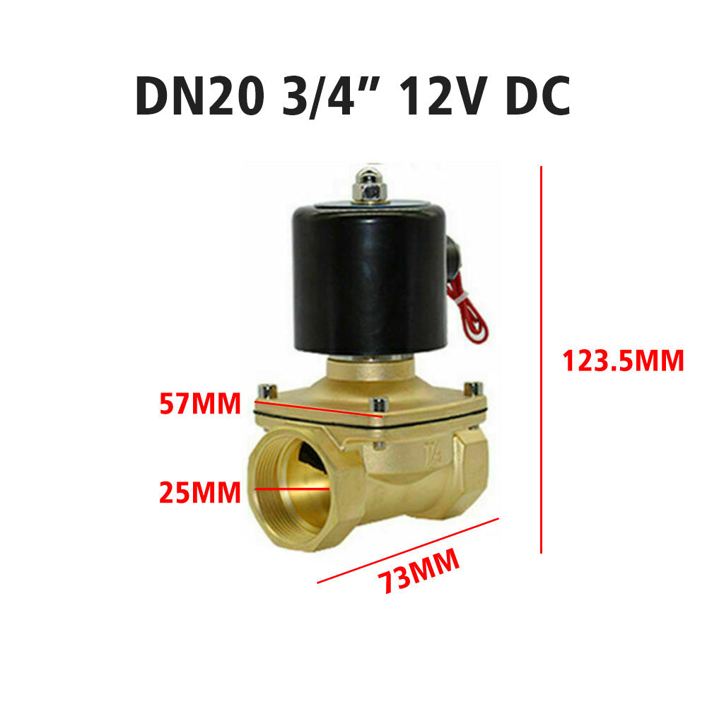 2 Way Electric Solenoid Valve Water Air Brass N/C Gas Oil Normally Closed DC 12V-3