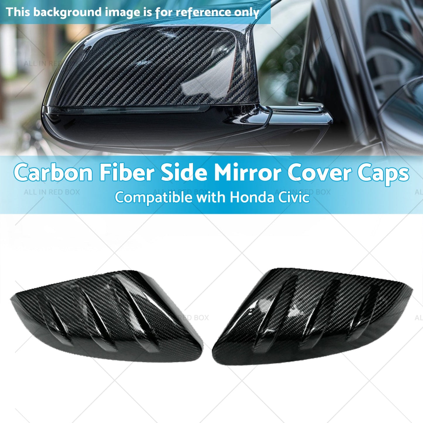 2x Carbon Fiber Side Mirror Cover Caps Suitable for 16-21 Honda Civic-2