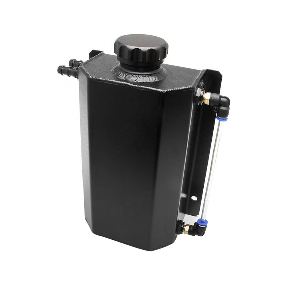 Universal 2L Coolant Radiator Overflow Recovery Tank Bottle Aluminum Black-2