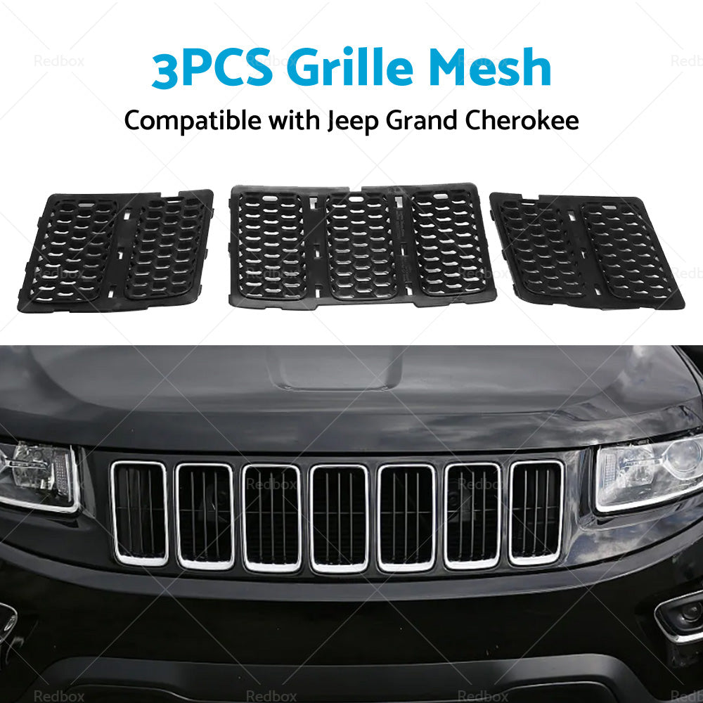 3X ABS Front Grille Mesh Grill Insert Kit Suitable For 14-16 Jeep Grand Cherokee-4