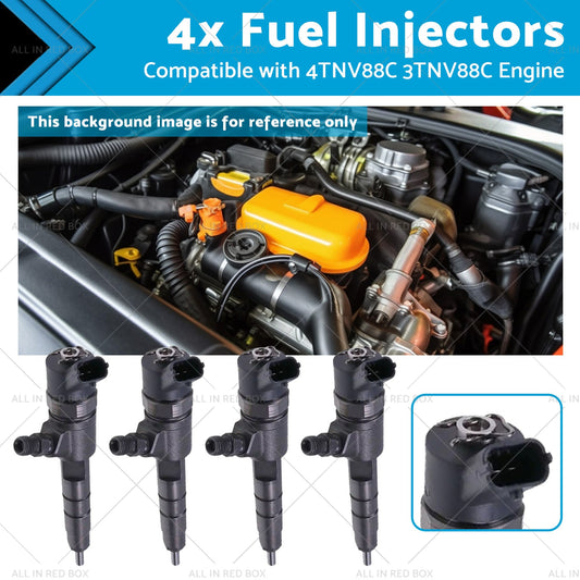 4x Fuel Injectors Suitable for 4TNV88C 3TNV88C Engine 129A00-53100 0445110463-0