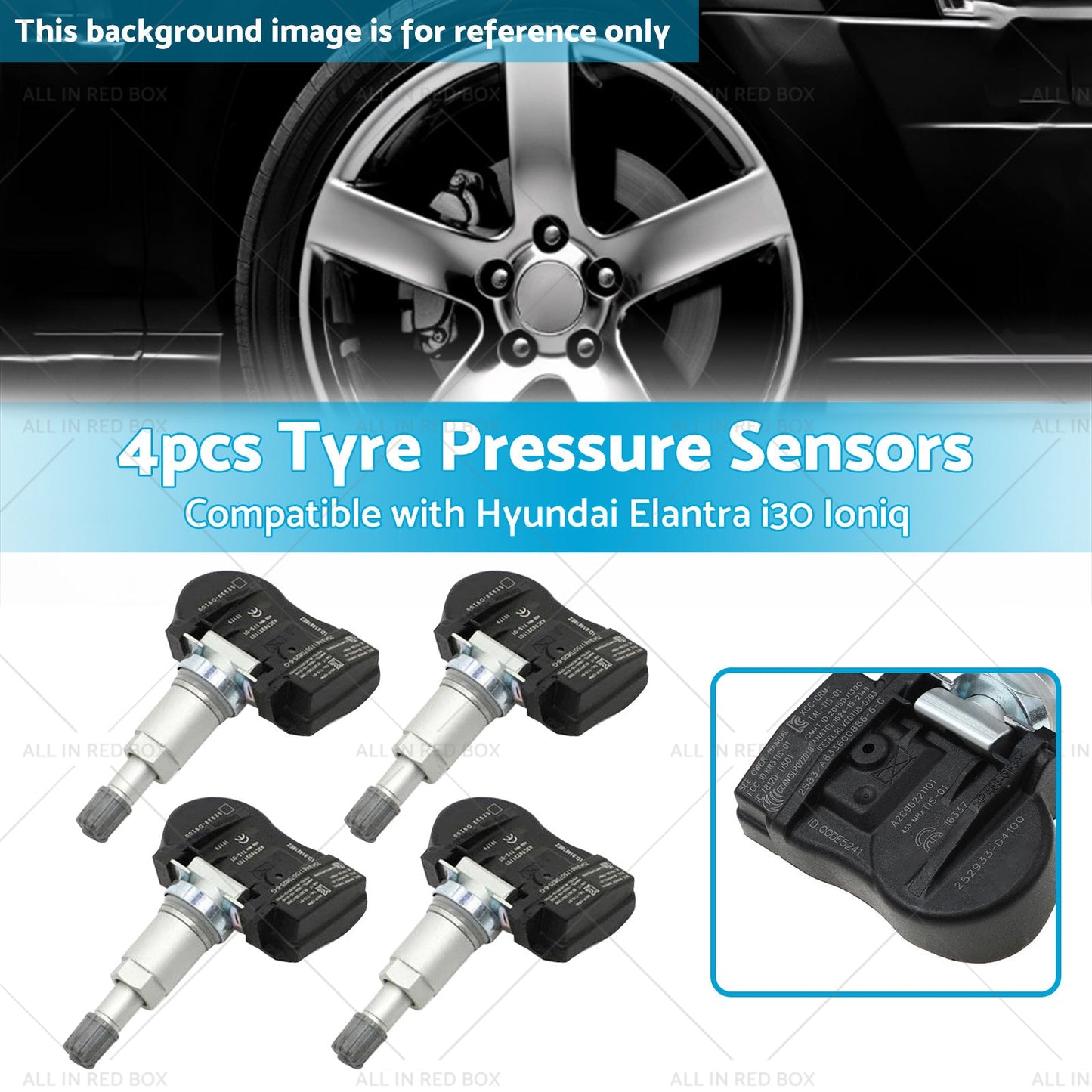 4X TPMS Tyre Pressure Sensors 52933-F2000 Suitable for Hyundai i30 i20N Elantra-2