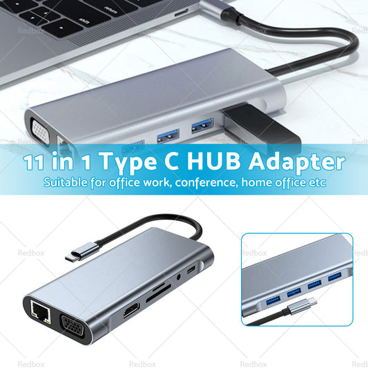 11in1 USB-C Type C HDMI USB 3. 0 HUB Adapter Compatible with MacBook Pro iPad Pro-1