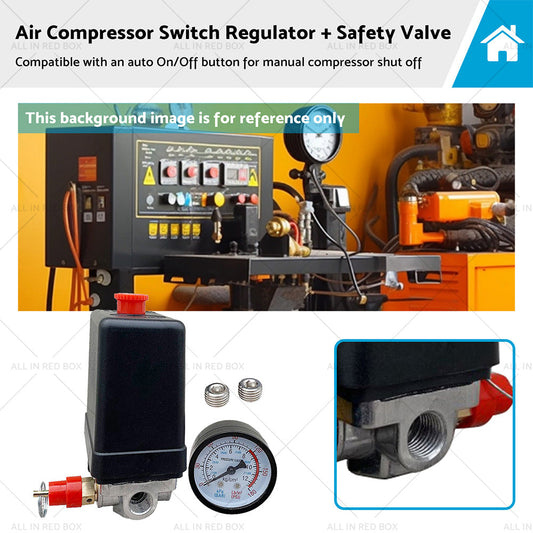 Air Compressor Pressure Switch Manifold Regulator  Safety Valve 175psi 4 Port-0