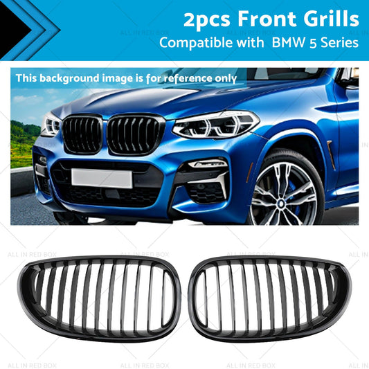 Gloss Black Front Grille Grill Suitable For BMW E60 E61 5 Series 2003-2010-0
