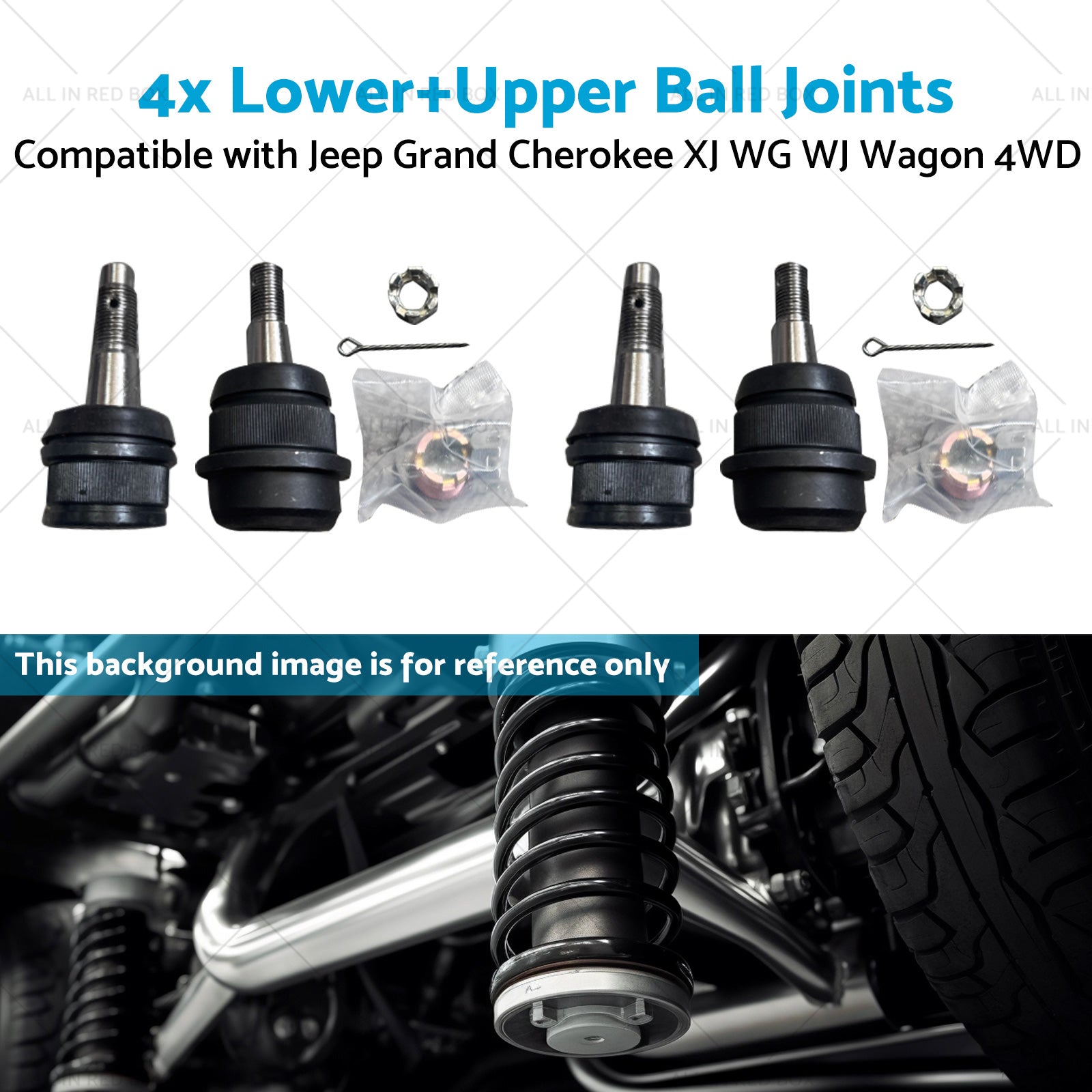 4x LowerUpper Ball Joints Suitable for Jeep Grand Cherokee XJ WG WJ Wagon 4WD-4