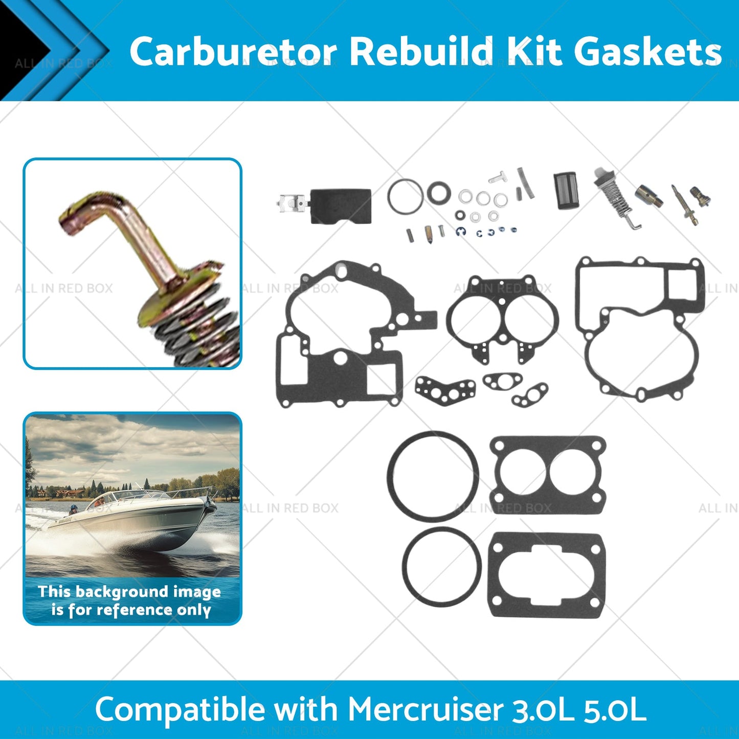 302-804844002 Carburetor Rebuild Kit Gaskets Suitable for Mercruiser 3. 0L 5. 0L-2
