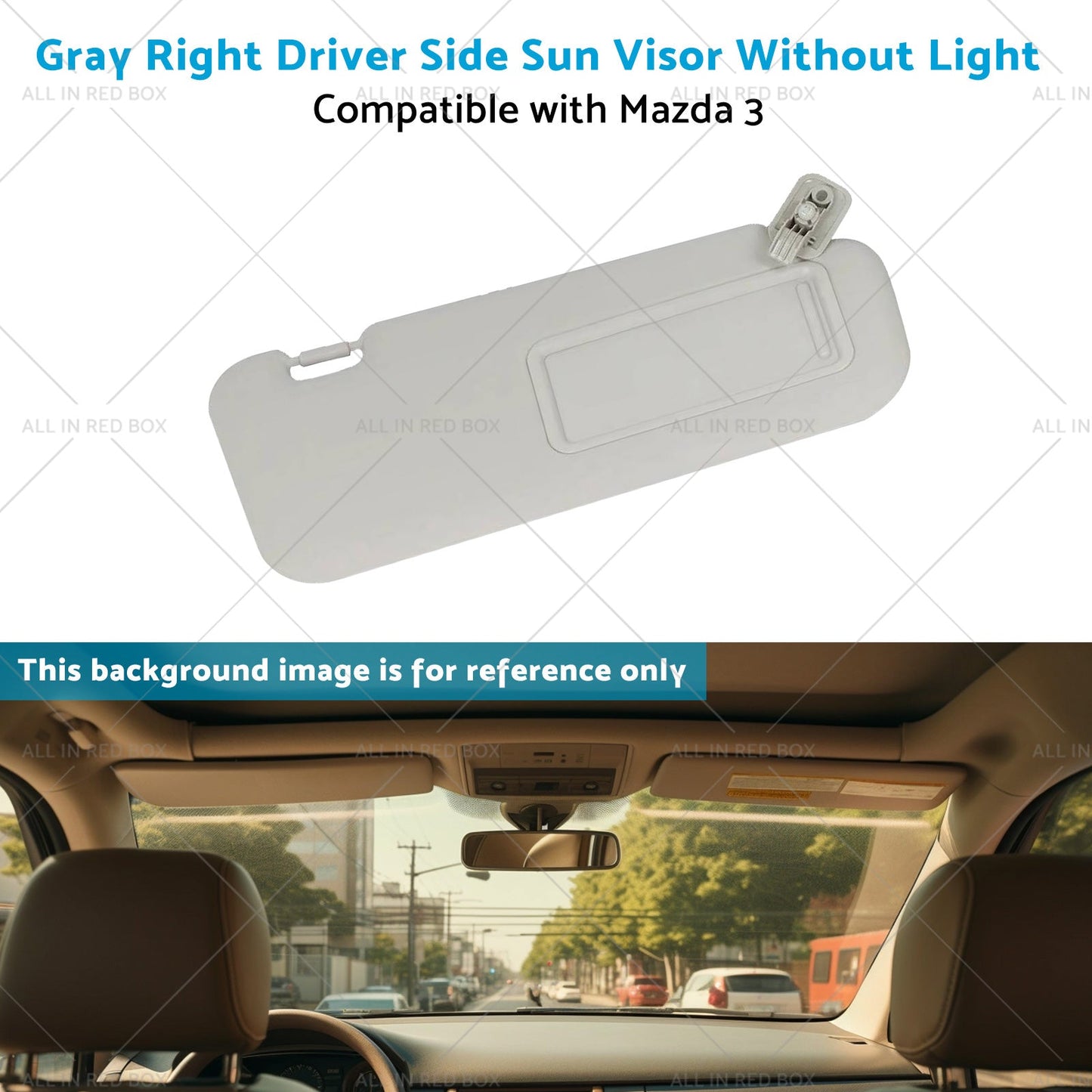 1x Gray Right Driver Side Sun Visor Suitable for 10-13 Mazda 3 BBM369-270C-75-4