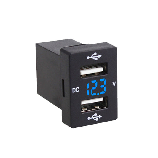 Dual USB Charger + Volt Meter Suitable For Toyota Hilux Prado Blue LED 12V 4.2A-1