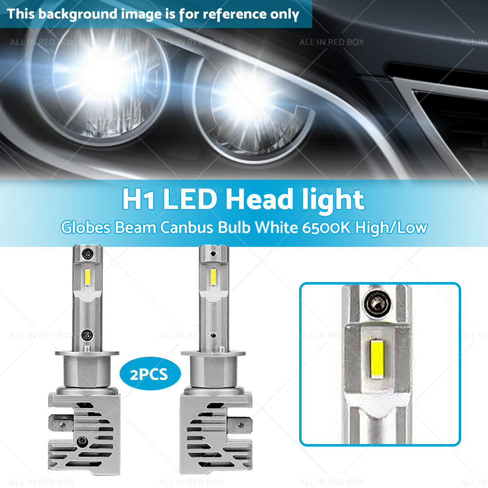 2X H1 LED Car Head light Conversion Globes Beam Canbus Bulb White 6500K High Low-0