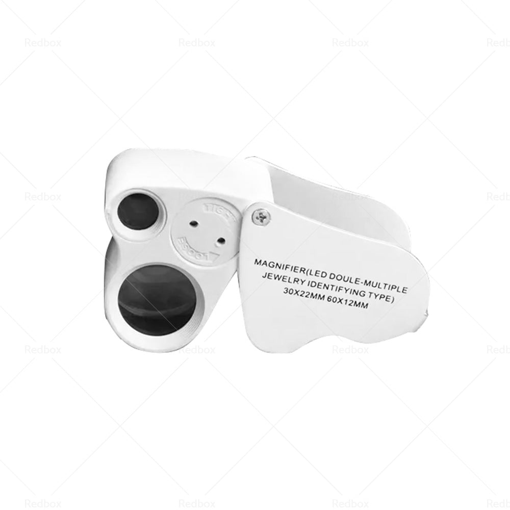 30X 60X Jewelry Loupe LED Lighted Illuminated Jewelers Eye Loop 2 Lens Magnifier-4