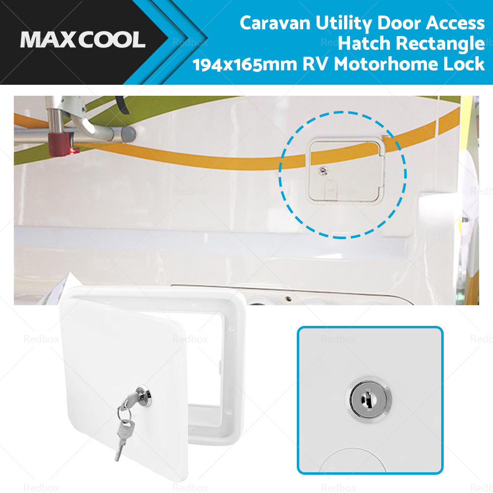 Caravan Utility Door Access Hatch Rectangle 194x165mm RV Motorhome Lock-0