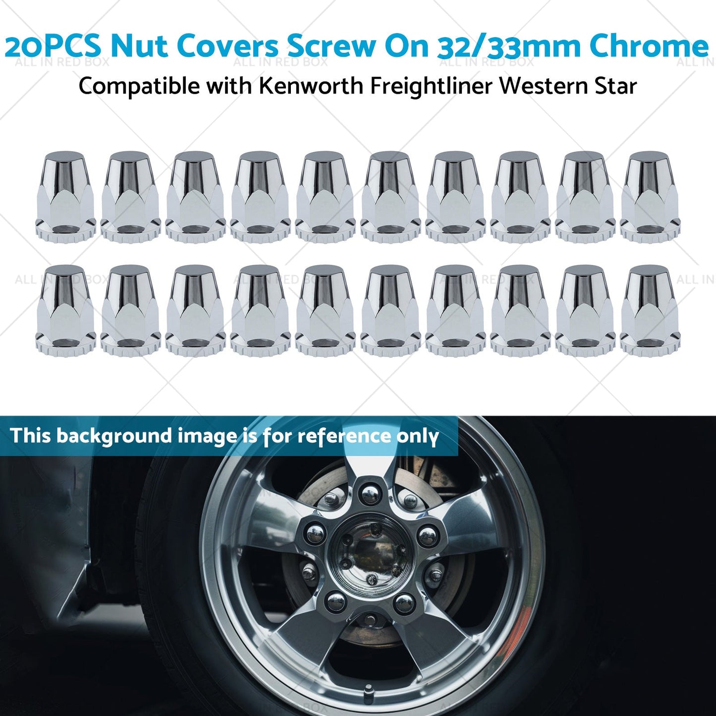 20x Nut Covers Screw Chrome 33mm Suitable for Kenworth Freightliner Western Star-4