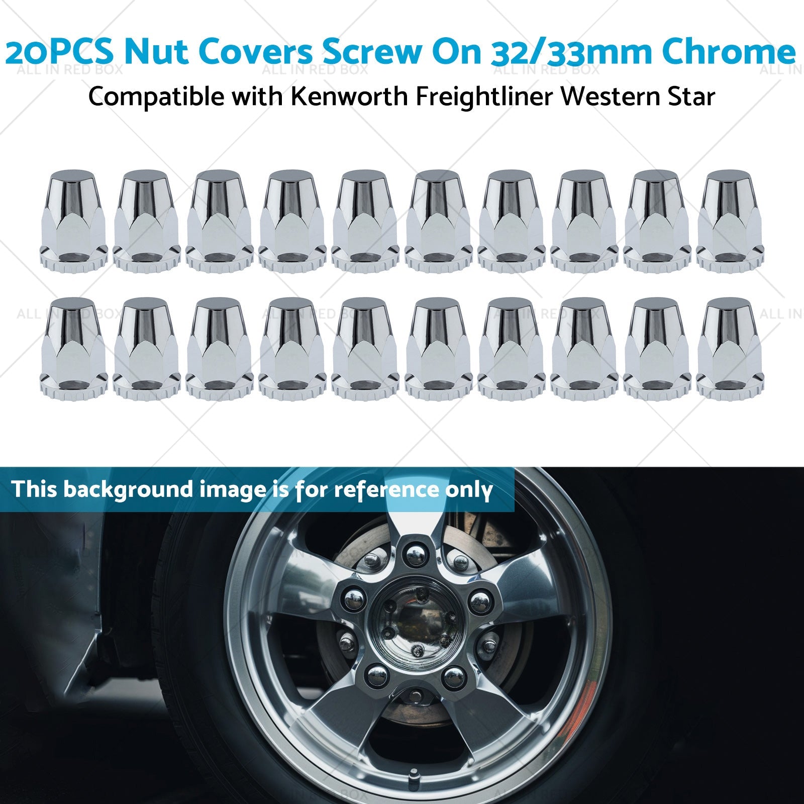 20x Nut Covers Screw Chrome 33mm Suitable for Kenworth Freightliner Western Star-4