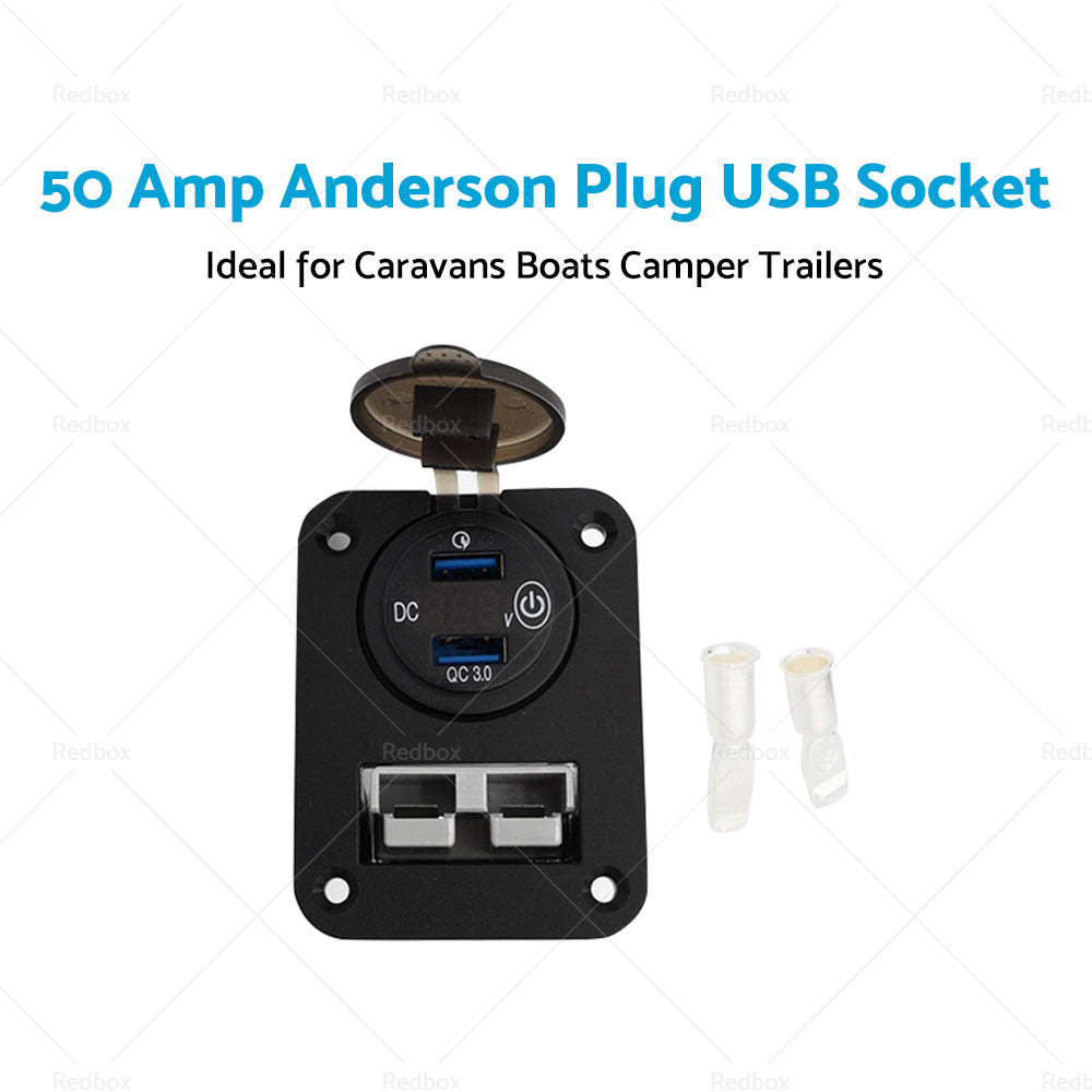 50 Amp Plug Dual USB Socket Flush Mount Recessed Plate QC 3. 0 3. 1A Port-3