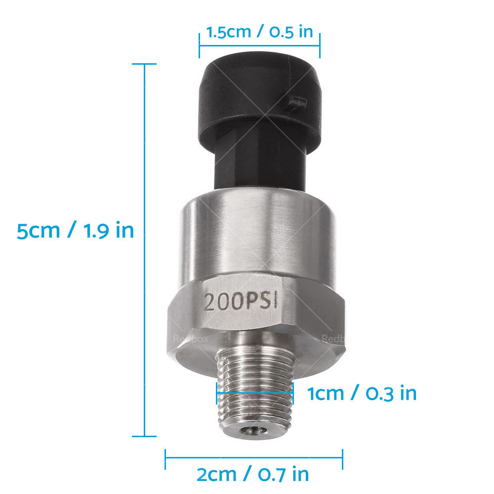 200PSI 5V Pressure Transducer Sender Sensor Stainless Steel for Air Oil Fuel AU-4