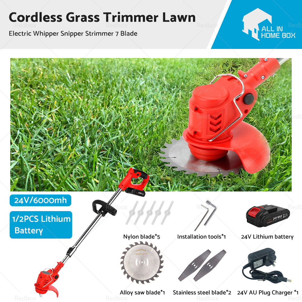 1/2 Battery Cordless Grass Trimmer Lawn Electric Whipper Snipper Strimmer 7Blade-0