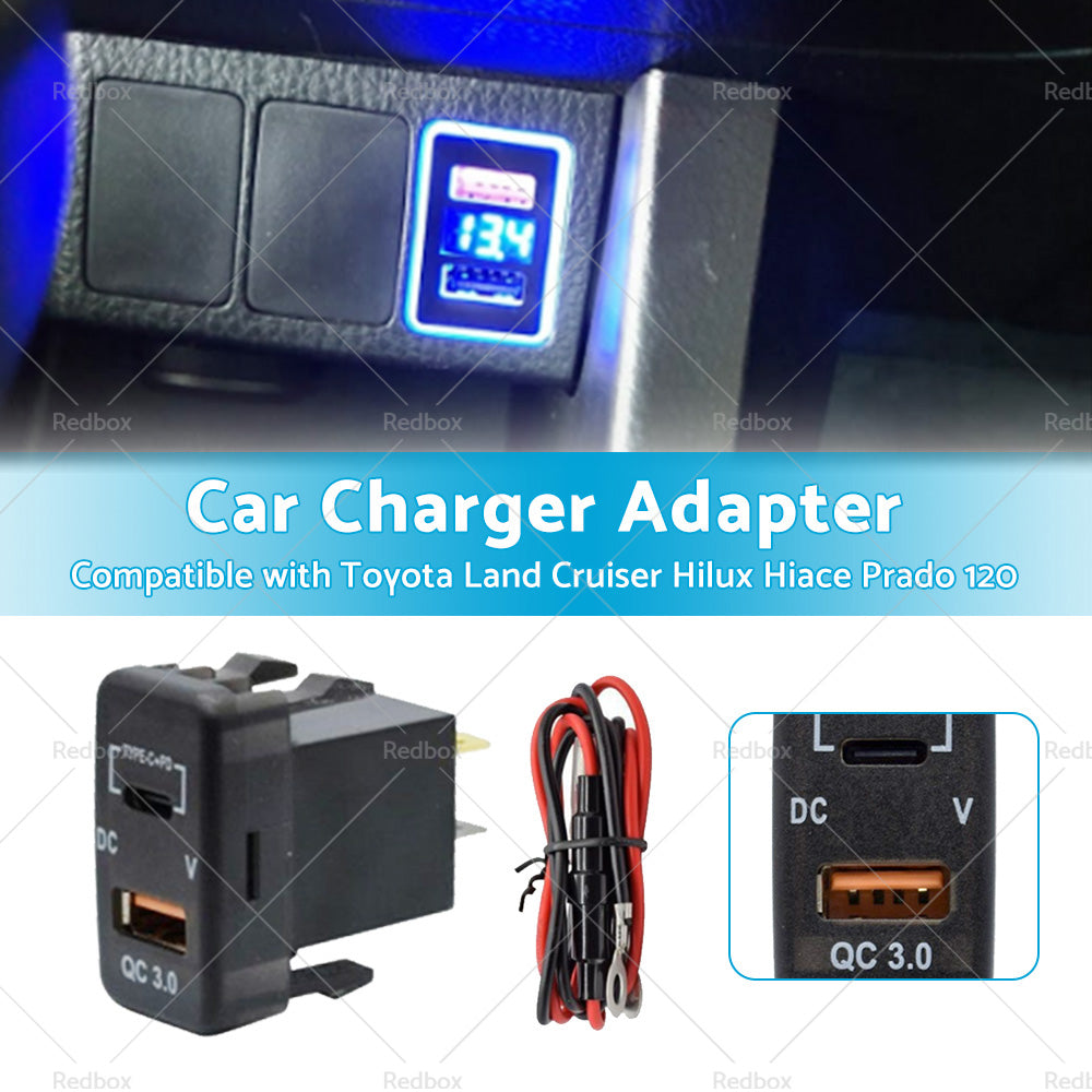 Type-C  USB Car Charger Adapter Voltmeter Suitable For Land Cruiser Prado 120-2