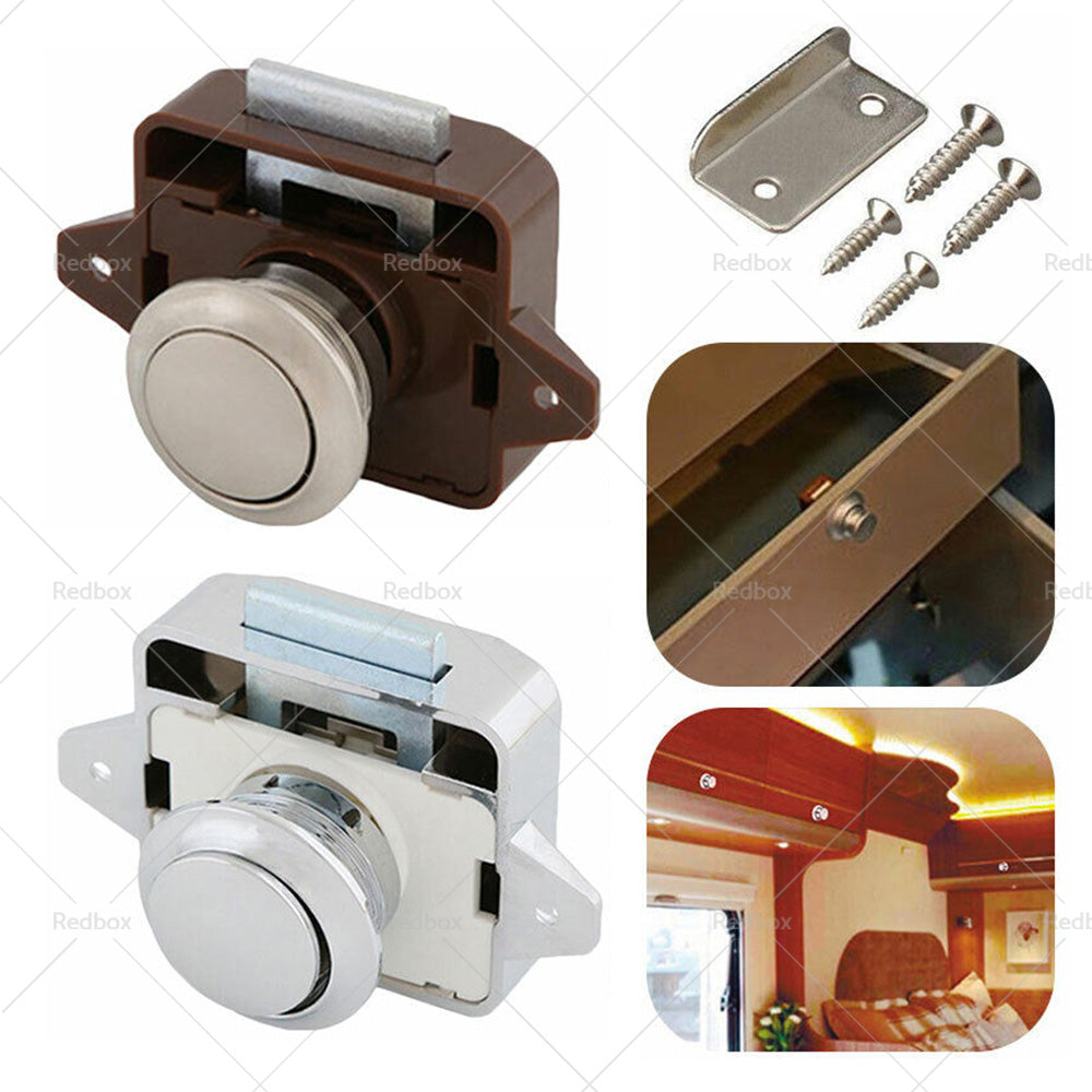 Push Button Latch Knob Catch Lock For RV Drawer Cupboard Door Caravan Cabinet AU-4