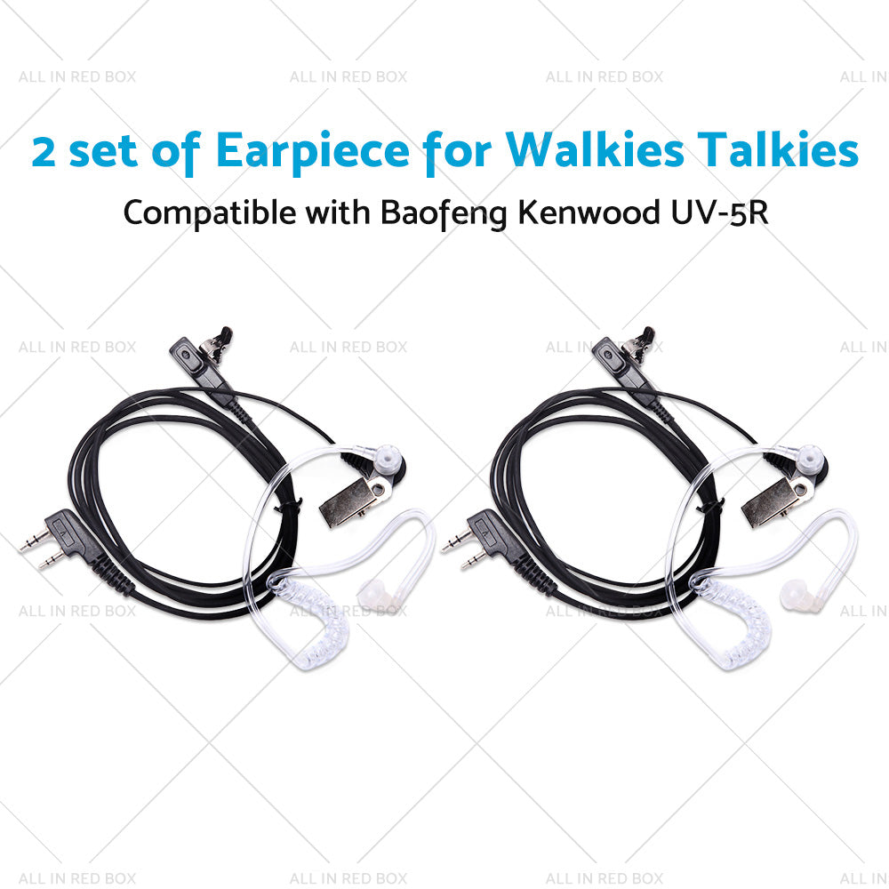 2PCS Covert Acoustic Tube Earpiece Headset Mic Suitable for Baofeng Kenwood-4