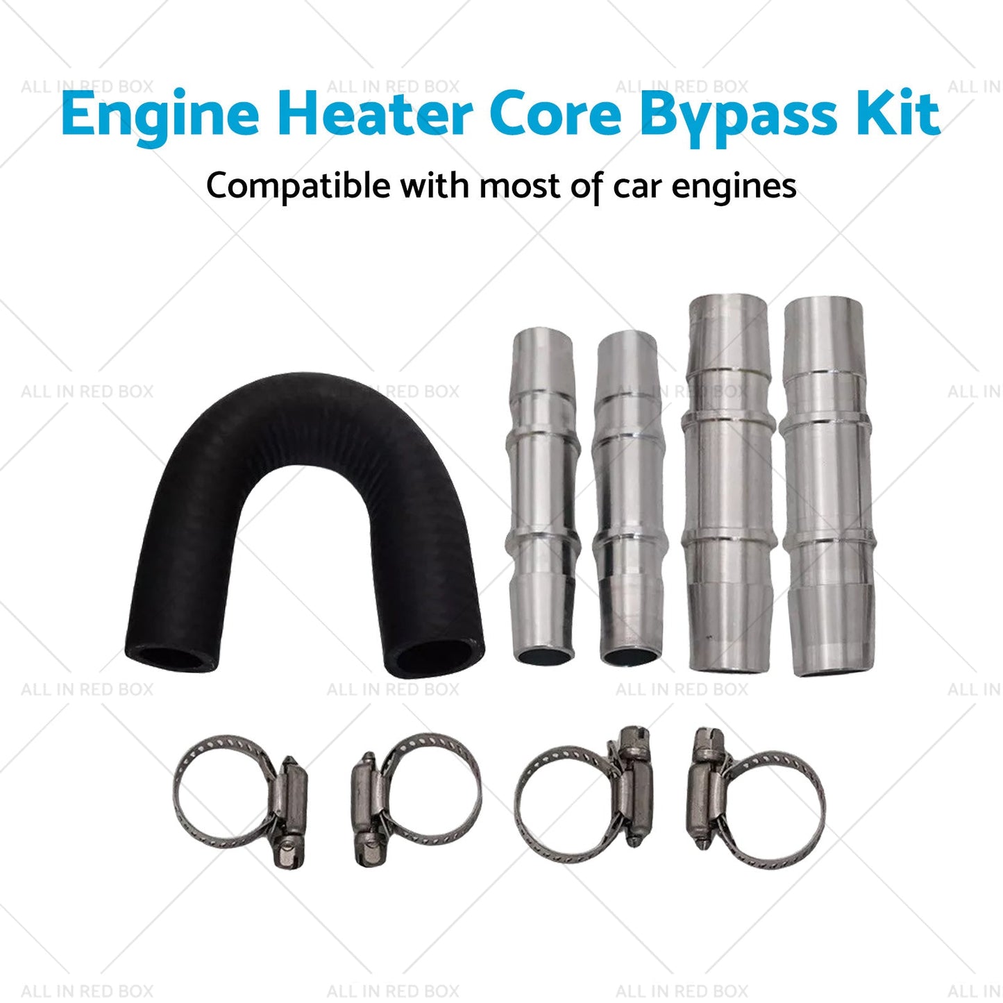Car Engine Heater Core Bypass Kit 5 or 8in 3 or 4in Hose Fitting Aluminum For Most-3
