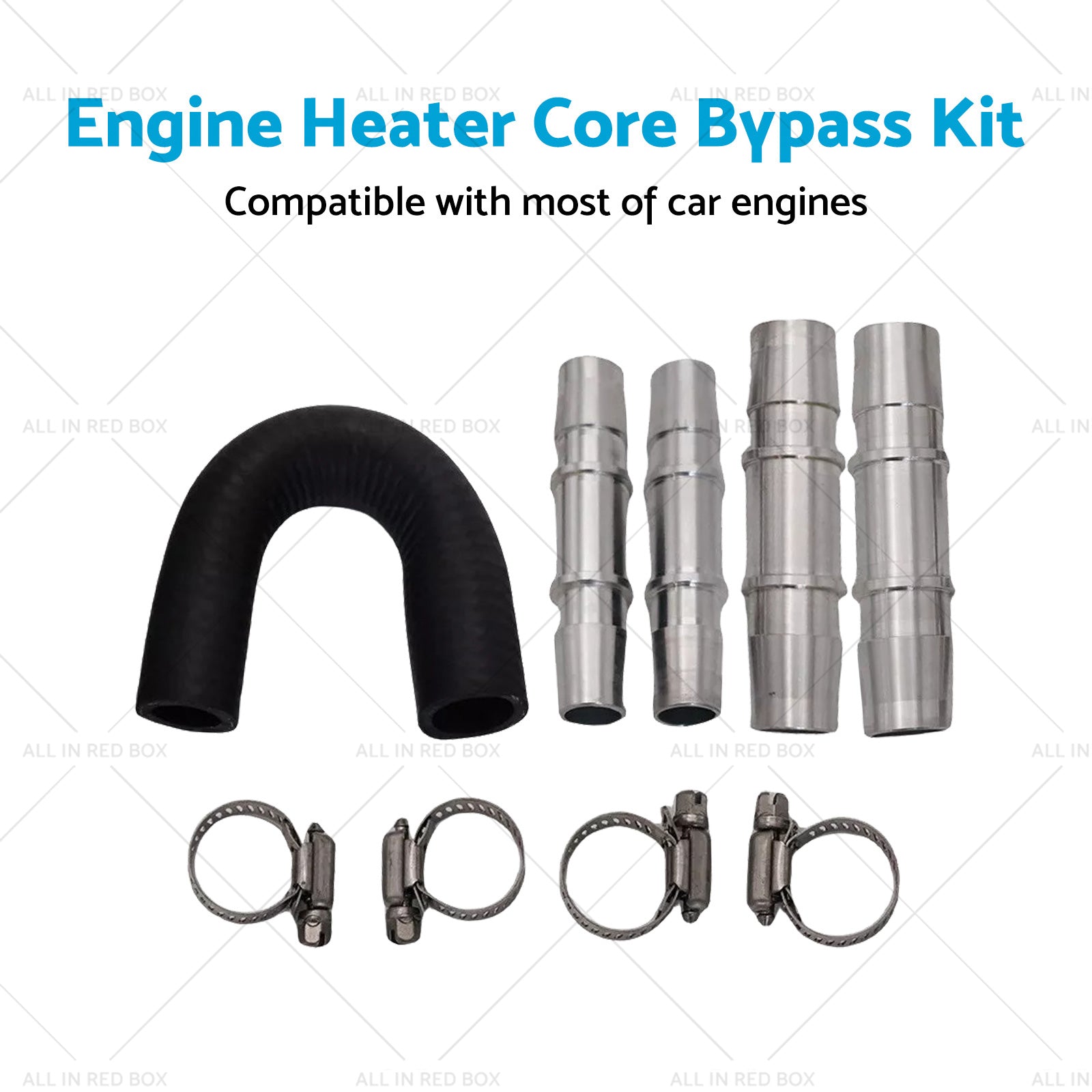 Car Engine Heater Core Bypass Kit 5 or 8in 3 or 4in Hose Fitting Aluminum For Most-3