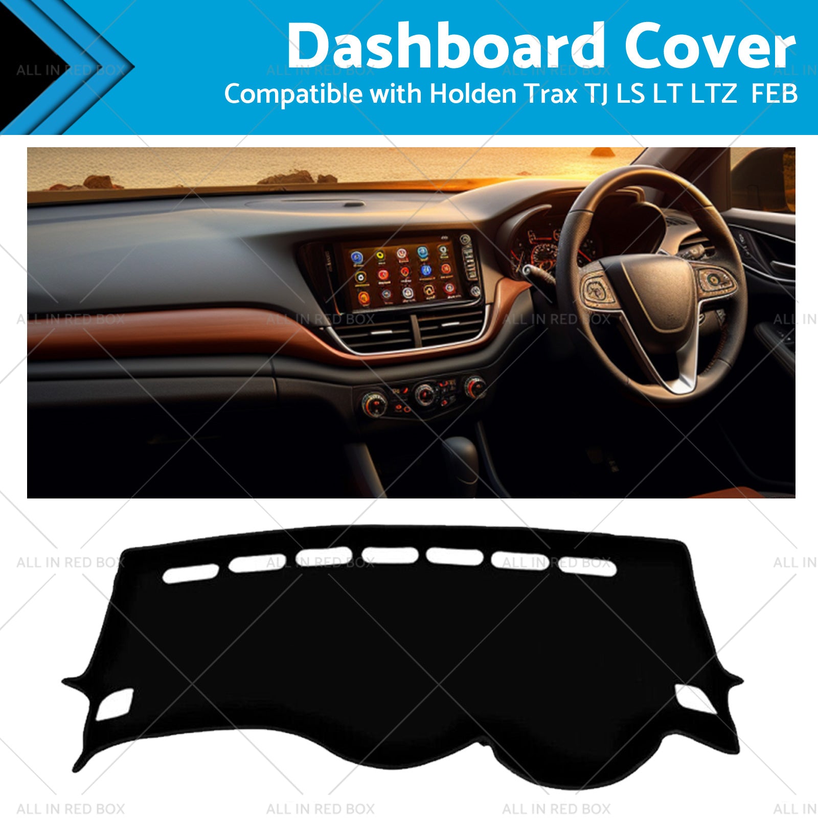 Non-Slip Dash Mat Suitablefor Holden Trax  TJ LS LT LTZ MY17 FEB 2017-2019 Black-0