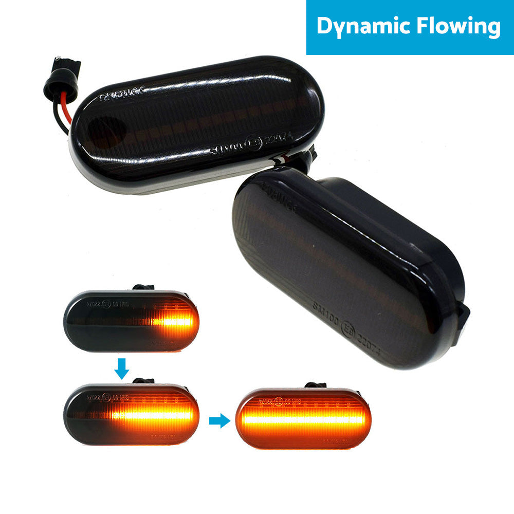 2x Dynamic LED Side Indicator Black Smoke Turning Signal Light Suitable For Ford Seat VW-2