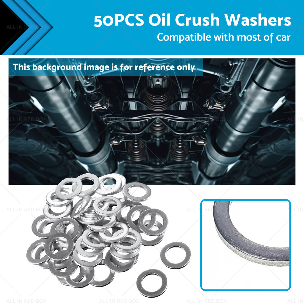 50PCS Car Engine Oil Crush Washers Drain Plug Gaskets ID 14mm , OD 22mm Aluminum-0