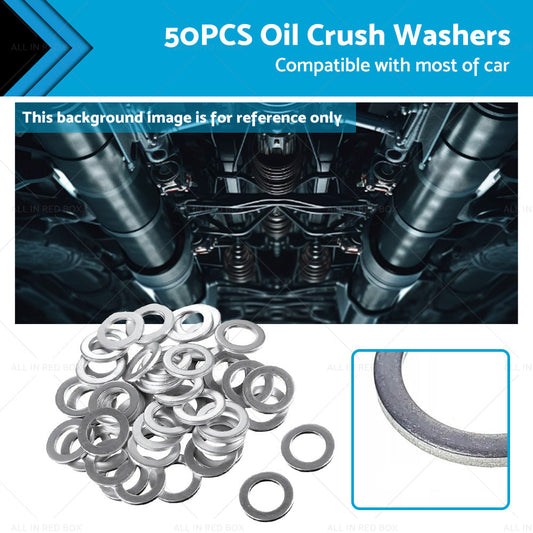 50PCS Car Engine Oil Crush Washers Drain Plug Gaskets ID 14mm , OD 22mm Aluminum-0