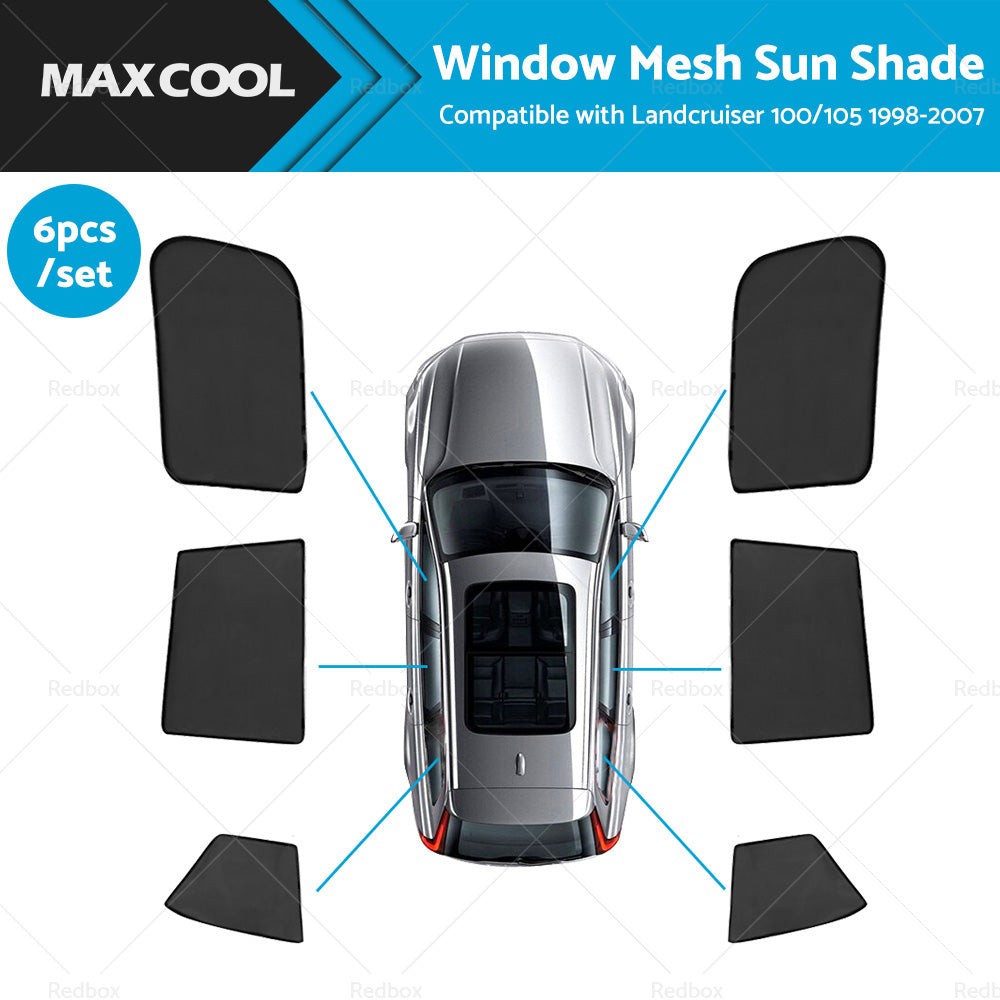 6x Foldable Window Mesh Sun Shade Suitable For Landcruiser 100 105 1998-2007-0