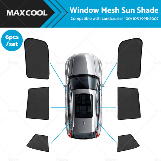 6x Foldable Window Mesh Sun Shade Suitable For Landcruiser 100 105 1998-2007-0