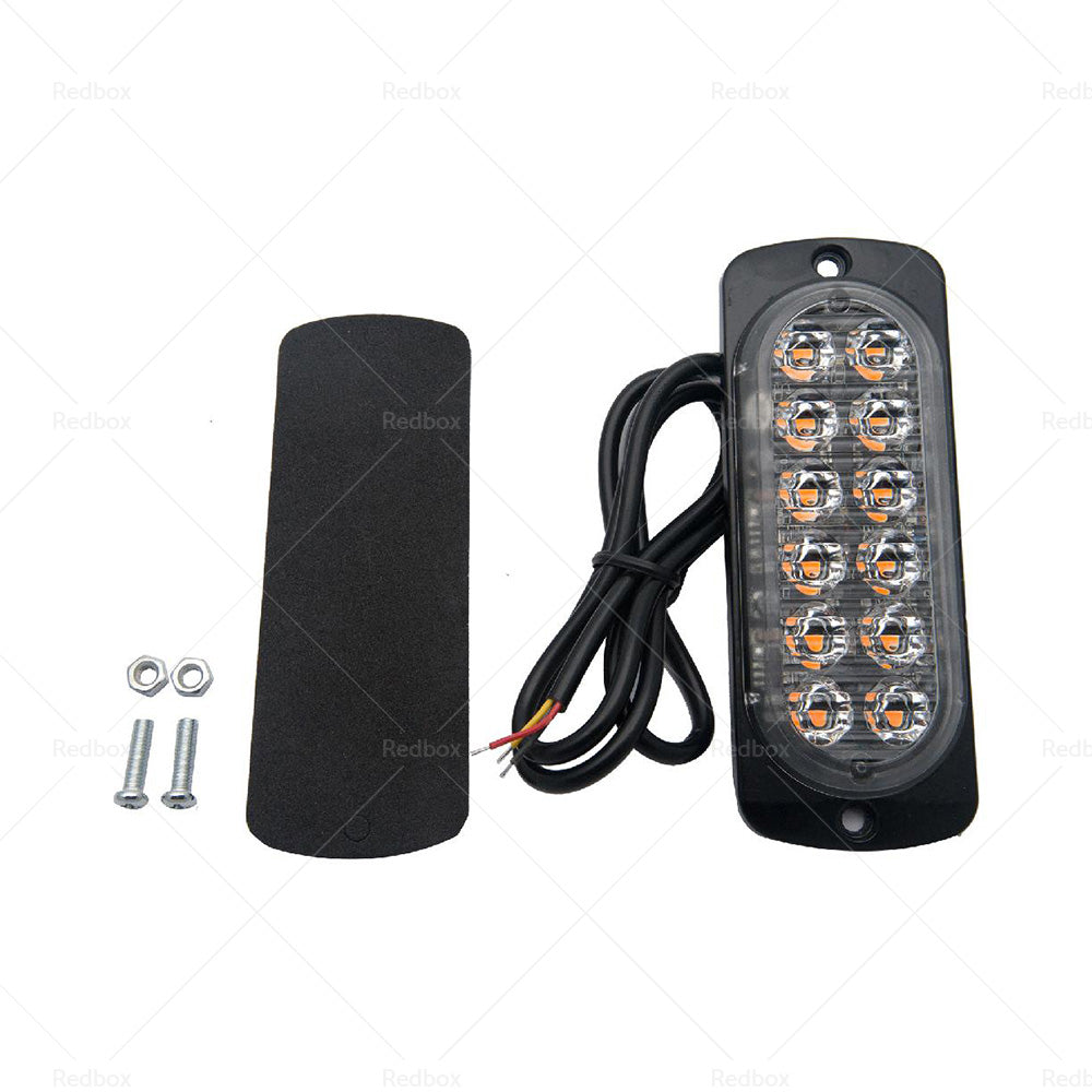 12 LED Strobe Lights Emergency Warning Beacon White Amber 12 24V-1