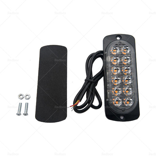 12 LED Strobe Lights Emergency Warning Beacon White Amber 12 24V-1