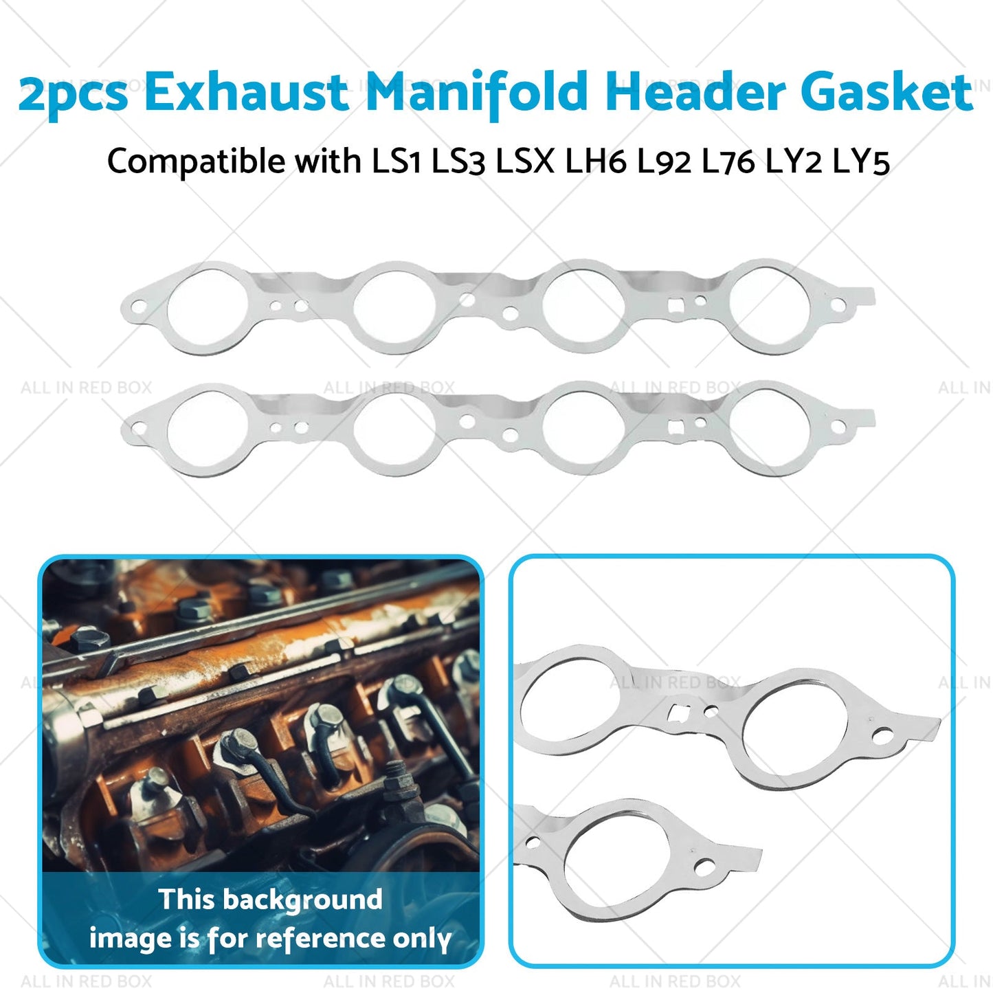 2PCS Exhaust Manifold Gasket Multi-Layer Steel Header Suitable For LS1 LS3 LSX-4