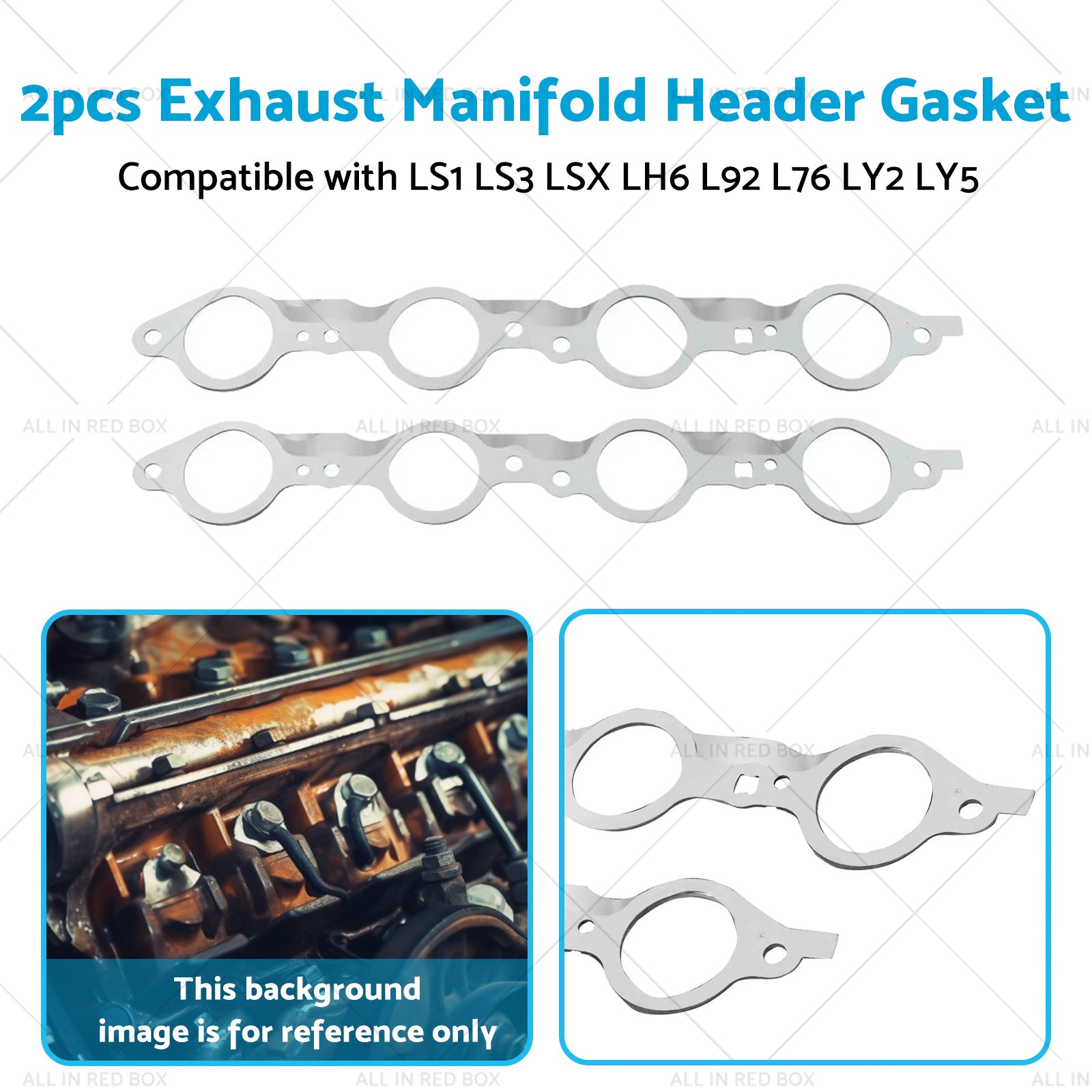 2PCS Exhaust Manifold Gasket Multi-Layer Steel Header Suitable For LS1 LS3 LSX-4