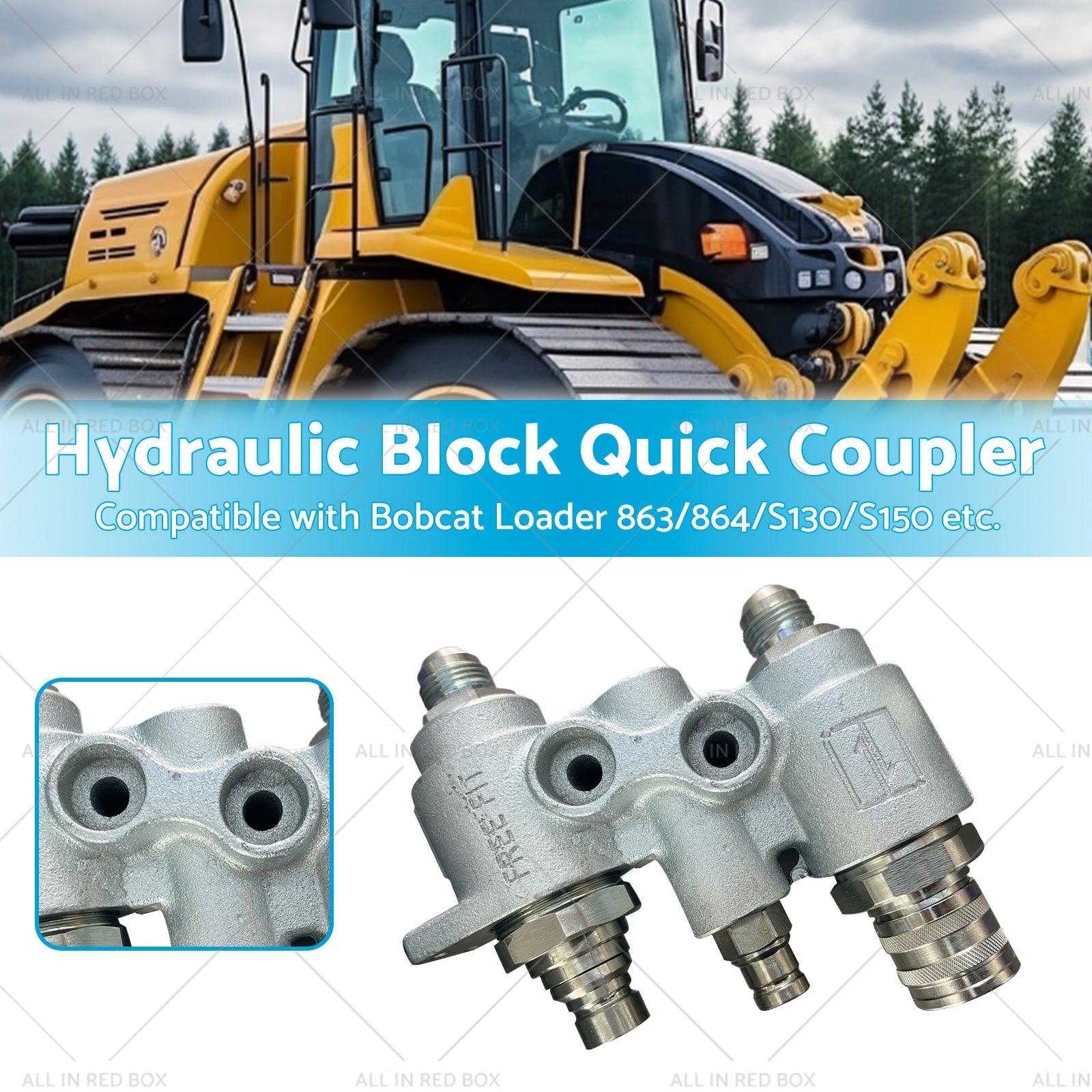 For Bobcat Hydraulic Block Quick Coupler Flat Face FFH Auxillary Valve 6678076-2