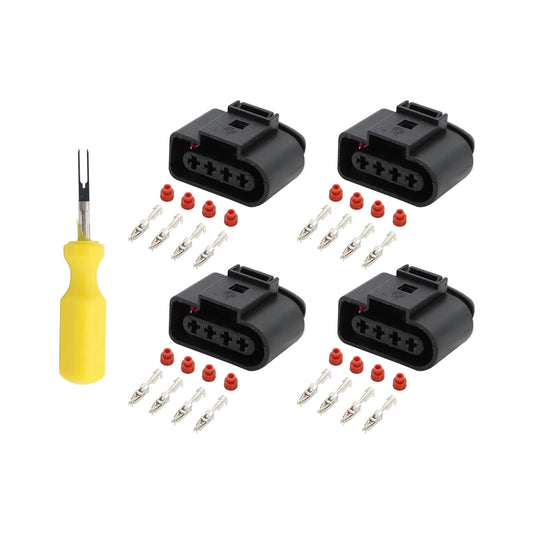 4x Ignition Coil Connector Repair Kit 4Way Female Suitable for Audi VW 4B0973724-1