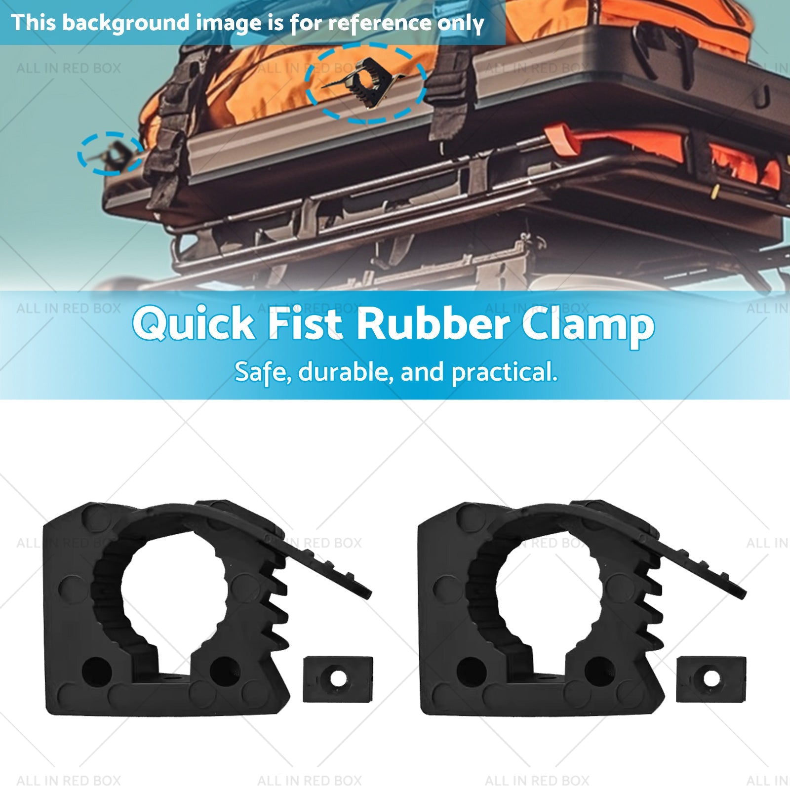 2x Car Rubber Clamps Bases Adapter 25-45mm Shovel Axe Retainer Fixing Holder-2